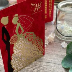 韓風紙雕花喜帖HA501.紅色西婚卡.手工燙金喜帖.雷射鏤空.立體浮雕婚卡.喜帖-004