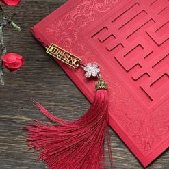 中式燙金喜帖HA320 .方形長輩帖.紅色結婚喜帖.中國風流蘇婚卡-003