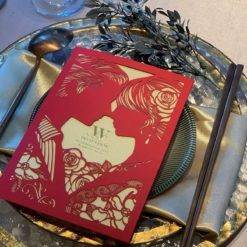 韓式喜帖HA2700 .韓式風格喜帖.雷射雕花.鏤空婚卡設計.進口喜帖.紅色.燙金喜帖-03