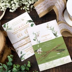 套裝喜帖SV05 明信片喜帖V05 - 小清新喜帖 - 鄉村風喜帖 - 腰風喜帖 - 麻繩喜帖 - 綠色喜帖 - 照片影像喜帖 - 喜帖推薦.水彩風喜帖設計 - 002