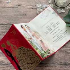 相片喜帖P501.韓風紙雕花喜帖.紅色西婚卡.手工燙金喜帖.雷射鏤空.立體浮雕婚卡.影像婚紗囍帖.喜帖-02