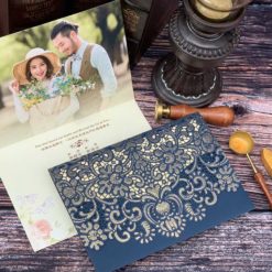 影像照片喜帖PHA057 -B-進口韓風喜帖-金色-影像喜帖-雕花-雷雕-鏤空-精緻-西式婚卡-01