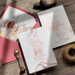 手繪明信片喜帖V23 .美式喜帖.鄉村喜帖.文青喜帖.渲染水彩喜帖.簡單喜帖.喜帖.婚卡.喜帖設計.喜帖款式-005