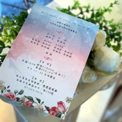 手繪明信片喜帖V29 .水彩風喜帖.厚卡喜帖.美式喜帖.美式婚卡.西式喜帖.喜帖.婚卡.單卡喜帖.喜帖設計.喜帖款式.插畫喜帖.粉藍粉粉.晚霞喜帖.玫瑰花喜帖.花卉喜帖-03