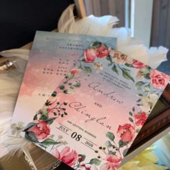 手繪明信片喜帖V29 .水彩風喜帖.厚卡喜帖.美式喜帖.美式婚卡.西式喜帖.喜帖.婚卡.單卡喜帖.喜帖設計.喜帖款式.插畫喜帖.粉藍粉粉.晚霞喜帖.玫瑰花喜帖.花卉喜帖-06