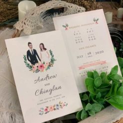 手繪明信片喜帖V42 .水彩風喜帖.厚卡喜帖.美式喜帖.美式婚卡.西式喜帖.喜帖.婚卡.單卡喜帖.喜帖設計.喜帖款式.似顏繪喜帖.插畫喜帖-02