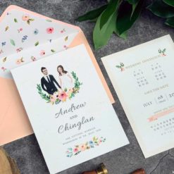 手繪明信片喜帖V42 .水彩風喜帖.厚卡喜帖.美式喜帖.美式婚卡.西式喜帖.喜帖.婚卡.單卡喜帖.喜帖設計.喜帖款式.似顏繪喜帖.插畫喜帖-07