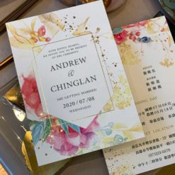 手繪明信片喜帖V45 .水彩風喜帖.厚卡喜帖.婚卡.花卉喜帖.喜帖設計.喜帖.喜帖款式.美式喜帖.單卡喜帖.燙金喜帖.-03