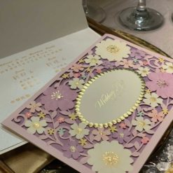 唯思美CW7025.粉紫花語.進口韓式雕花喜帖.雷射雕花.鏤空婚卡設計.進口喜帖-06