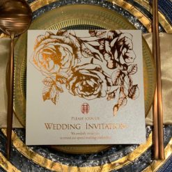 玫瑰花喜帖S2520(W) - 我愛你、白色中式燙金婚卡，方形喜帖、白色喜帖、中國風喜帖、開闔式喜帖、長輩帖、喜帖推薦、手工燙金喜帖、高雄喜帖、傳統喜帖-02