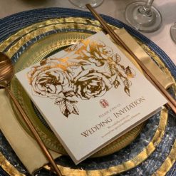 玫瑰花喜帖S2520(W) - 我愛你、白色中式燙金婚卡，方形喜帖、白色喜帖、中國風喜帖、開闔式喜帖、長輩帖、喜帖推薦、手工燙金喜帖、高雄喜帖、傳統喜帖-03