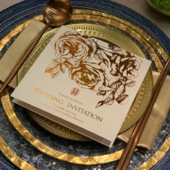 玫瑰花喜帖 S2520(W) - 我愛你、白色中式燙金婚卡，方形喜帖、白色喜帖、中國風喜帖、開闔式喜帖、長輩帖、喜帖推薦、手工燙金喜帖、高雄喜帖、傳統喜帖-04