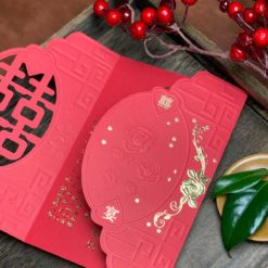 中式燙金喜帖HA2555 .中國風.玫瑰花婚卡.平價傳統喜帖.紅色.三折式.長輩帖喜卡-04