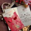 韓式燙金喜帖HA2814 .西式婚卡.紙雕喜帖.紅色.插卡式.雷雕鏤空-01