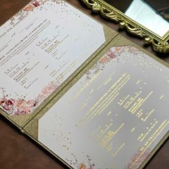 玫瑰金文青結婚書約夾 .燙金書約.結婚證書夾.金色.鄉村風-02