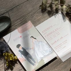 插畫喜帖V02 .似顏繪婚卡.水彩喜帖.趣味婚卡.厚卡喜帖-02