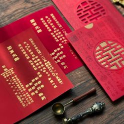 中式燙金喜帖HA2550.中國風婚卡.紅色直式囍帖.雷射雕花喜帖.傳統長輩囍帖-04