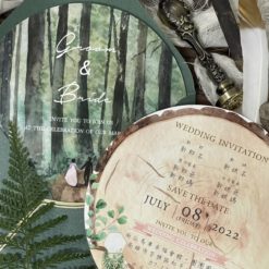 圓形喜帖U01 .綠色森林系婚卡.文青小清新喜帖.趣味造型喜帖.喜帖.婚卡.喜帖設計-01
