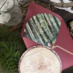 圓形喜帖U01 .綠色森林系婚卡.文青小清新喜帖.趣味造型喜帖-06