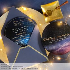 圓形喜帖U02 .趣味造型婚卡.銀河星空喜帖.藍色明信片喜帖.喜帖.婚卡.喜帖設計.喜帖款式 -05