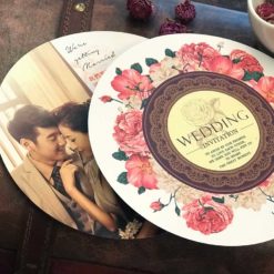 圓形喜帖U03 .明信片婚卡.造型單卡喜帖.彩色相片喜帖.美式玫瑰花卉囍帖-04