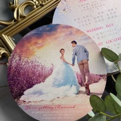 圓形喜帖U04 .趣味造型婚卡.粉色婚紗照片單卡.粉藍粉粉-005