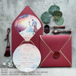 圓形喜帖U04 .趣味造型婚卡.粉色婚紗照片單卡.粉藍粉粉-007