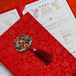 中式結婚書約套組 .結婚證書.中國風-003